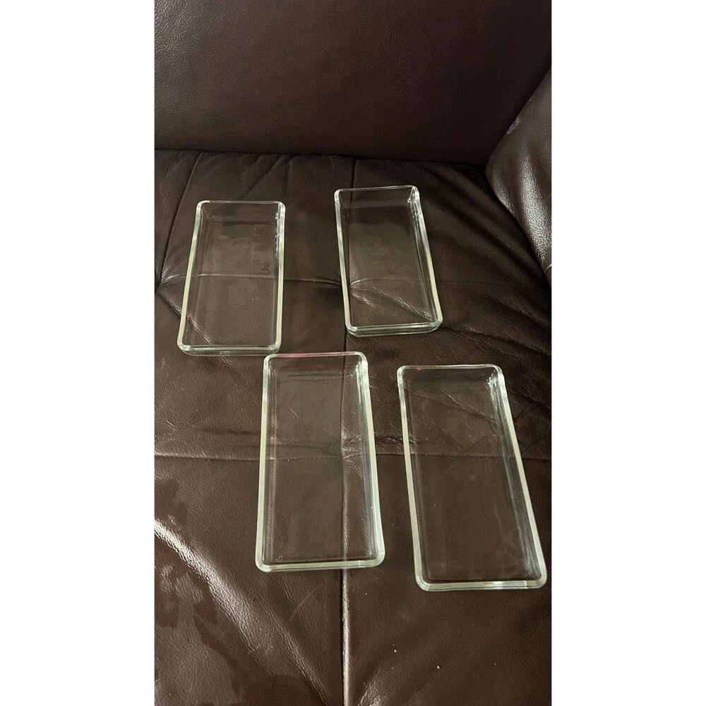 Viking New Martinsville Prelude Etched Relish Tray w Handles 4 Rectangular Glass